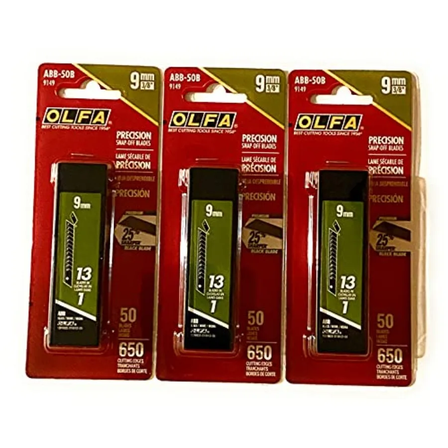 

O L F A 9149 ABB-50B 9 мм UltraSharp Black Snap-Off Blade, 50 штук, 3 упаковки