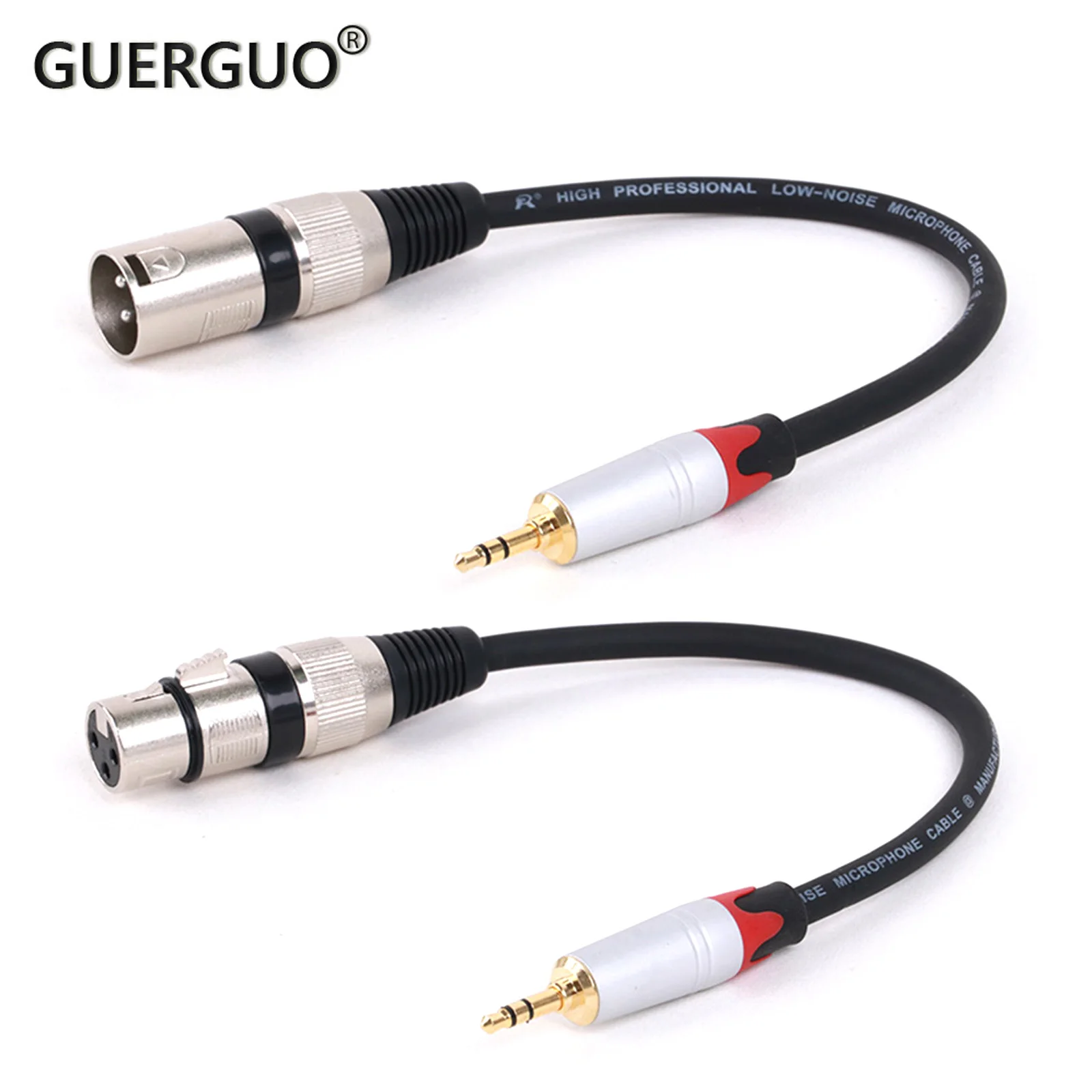 GuerGuo 3.5mm TRS Male Jack to 3Pin XLR Cable Female/Male to Professional Audio Cable Microphone Speaker Sound Consoles 0.3M-25M