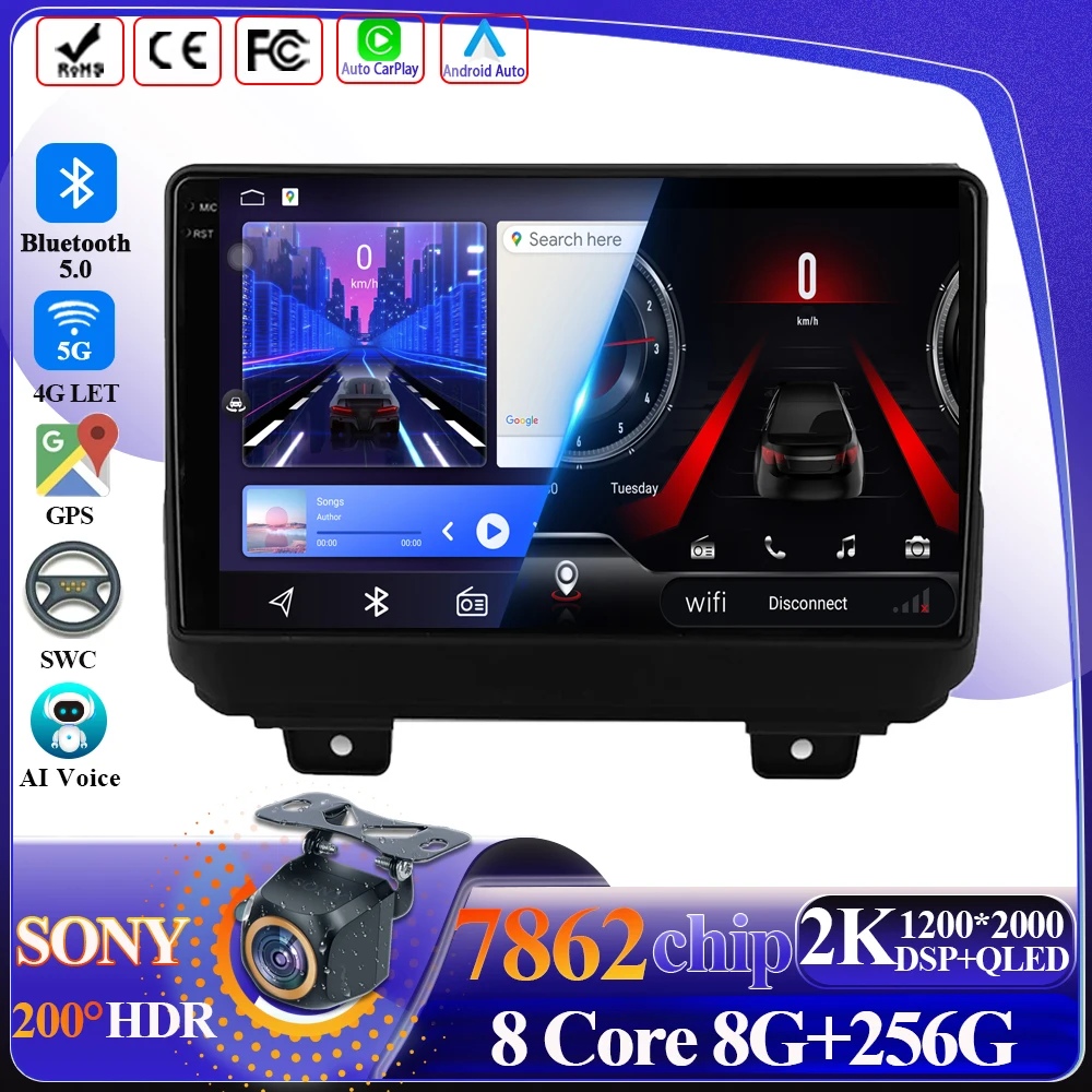 

Android 14 Auto Carplay For Jeep Wrangler 4 JL 2018 2019 Car Radio Multimedia Player 5G Intelligent System 8 core Touch Display