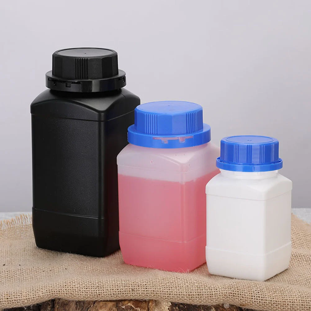 2 Pcs Big Mouth Square Bottle Sample Plastic Reagent Sealing Chemical Wide Pe Liquid Storage