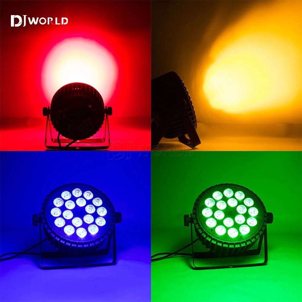 Imagem -04 - Flat Alumínio Liga Led Par Luzes Dmx512 para dj Disco Iluminação Profissional Stage Equipamento Boate 18x18w Rgbwa Mais uv 12 Pcs