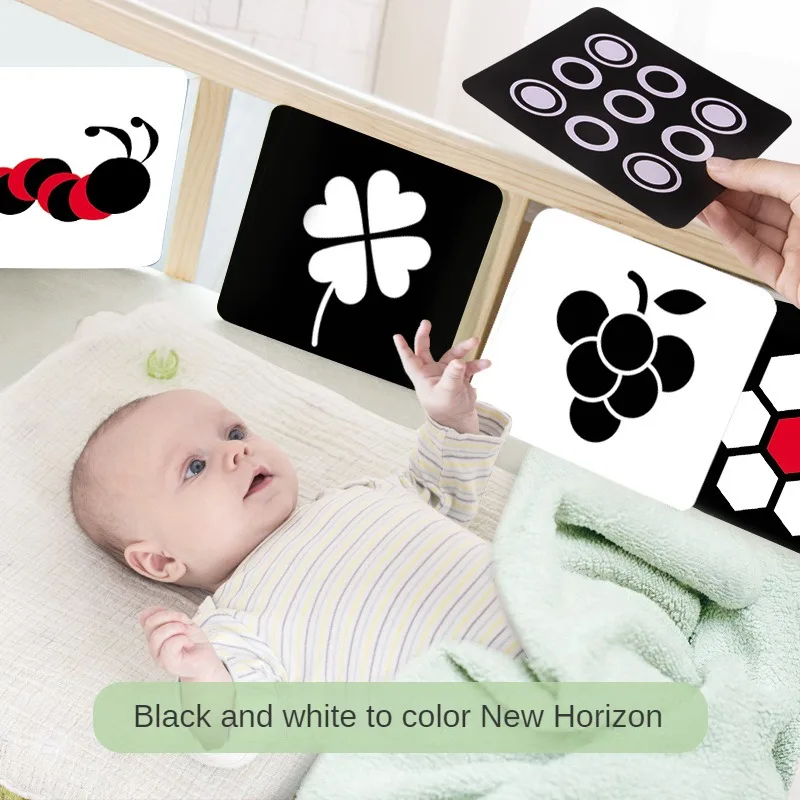 Newborn Visual Stimulation Card New Black and White Card Baby Early Education Card Baby Color Tracking Puzzle Toy Birthday Gift