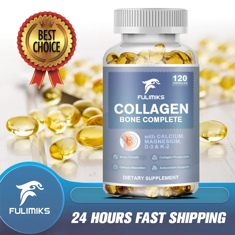 Collagen Bone Complete Capsules Formula with Calcium & Magnesium for Strong Bones & Joints Boost Energy Immune Health