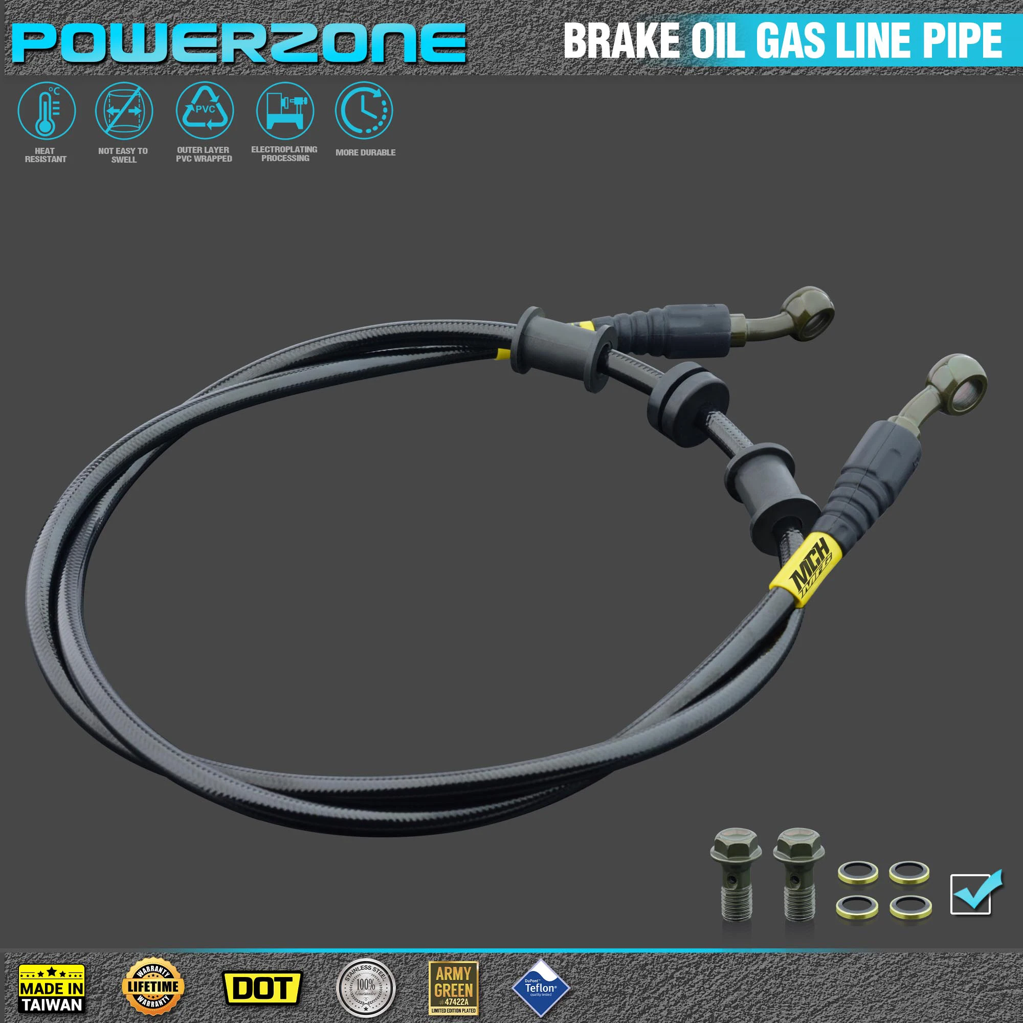 Motorcycle Dirt Bike Braided Steel Hydraulic Reinforce Brake line Clutch Oil Hose Tube 500 To 2400mm Universal Fit Racing MX