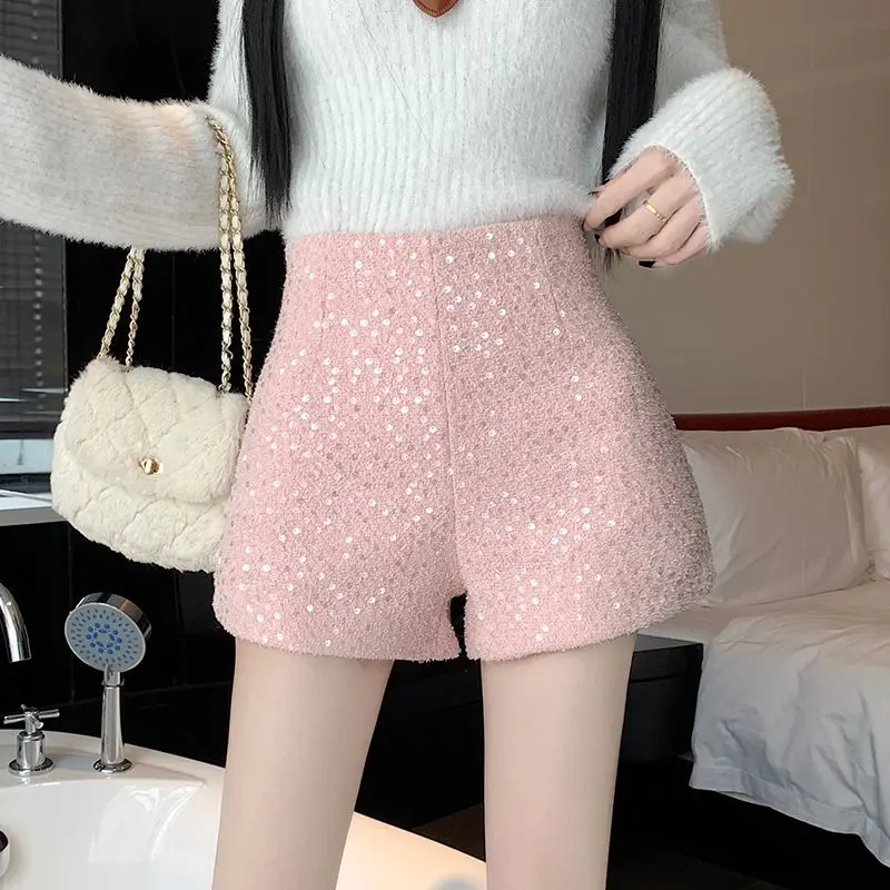 الترتر واسعة الساق السراويل للنساء ، أحادية اللون Pants غير رسمية ، عالية الخصر سستة السراويل ، كل مباراة خليط ، جديد ، الخريف والشتاء ، 2023 #3