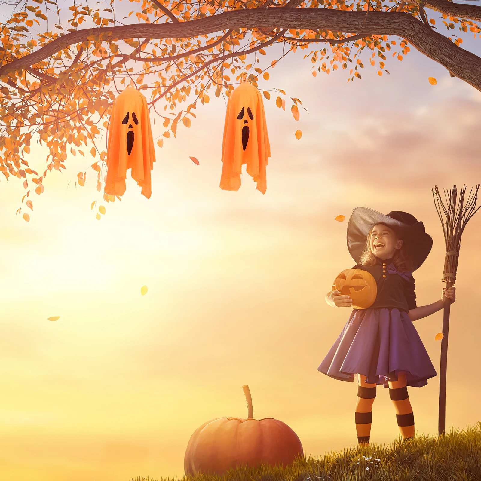 

Hanging Ghost Light Safe Materials Halloween Party Yard Decor Outdoor Garden Spooky Atmosphere Festival nament