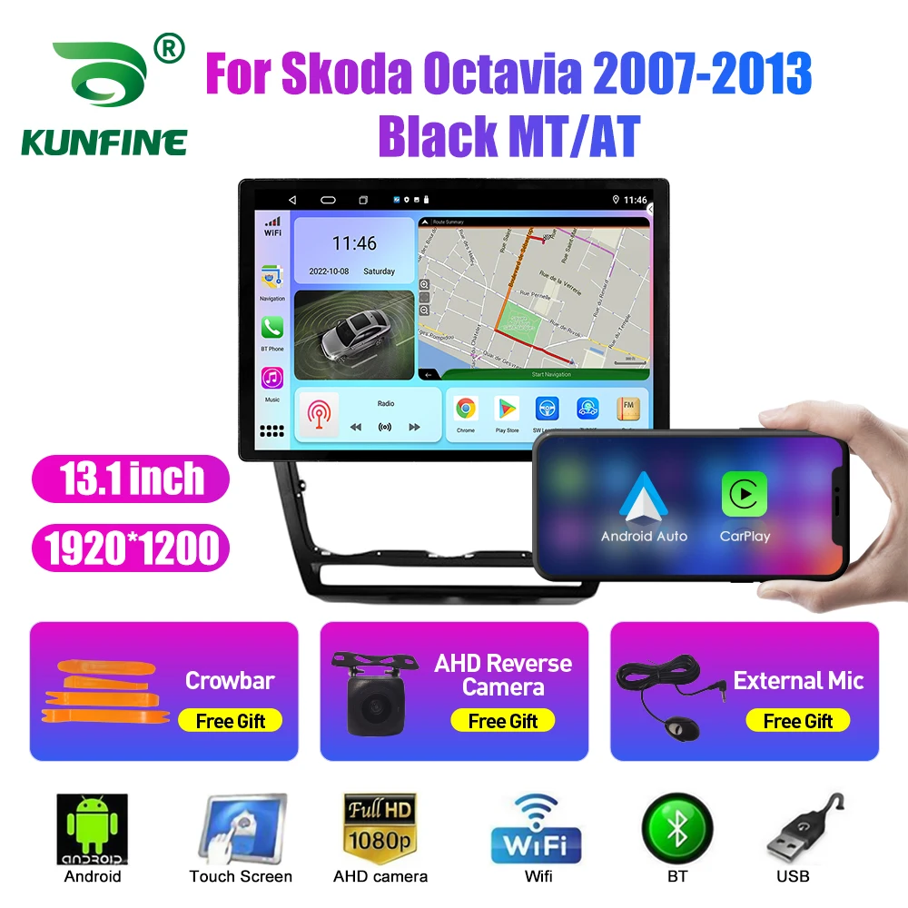 13.1 inch Car Radio For Skoda Octavia 2007-13 BLACK Car DVD GPS Navigation Stereo Carplay 2 Din Central Multimedia Android Auto