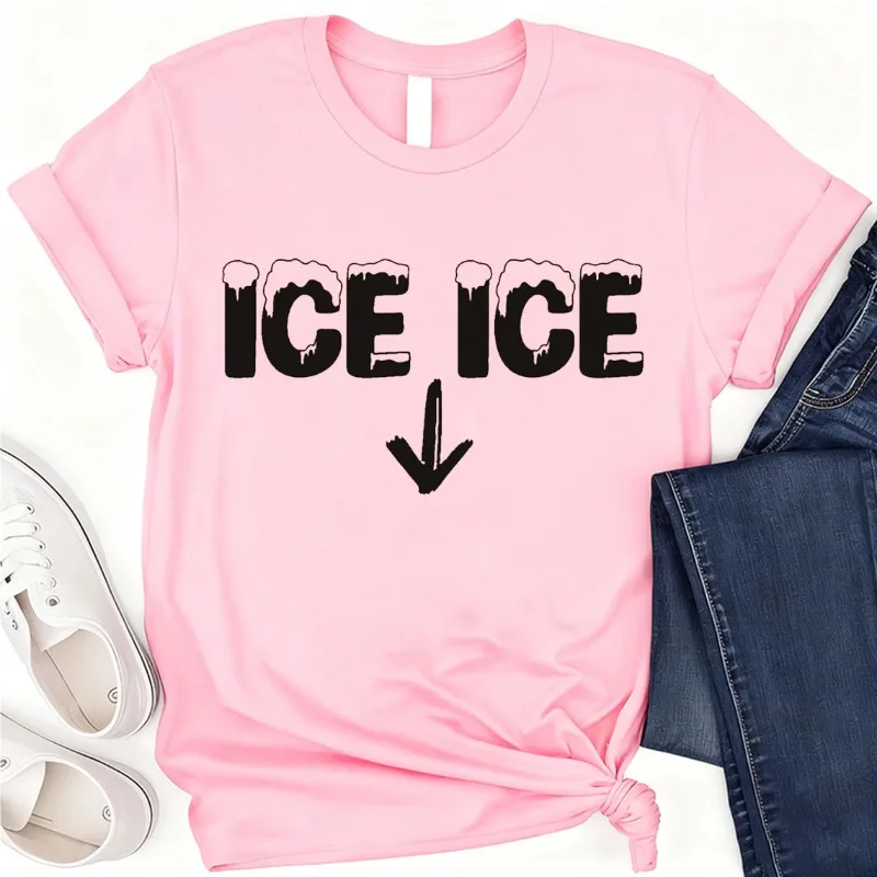 Ice Ice Baby Cotton T-shirt, Pregnant Shirt, Pregnancy Reveal Gift, Announcement Tee, New Mom  Mom To Be Mama Gift, Women's Tees