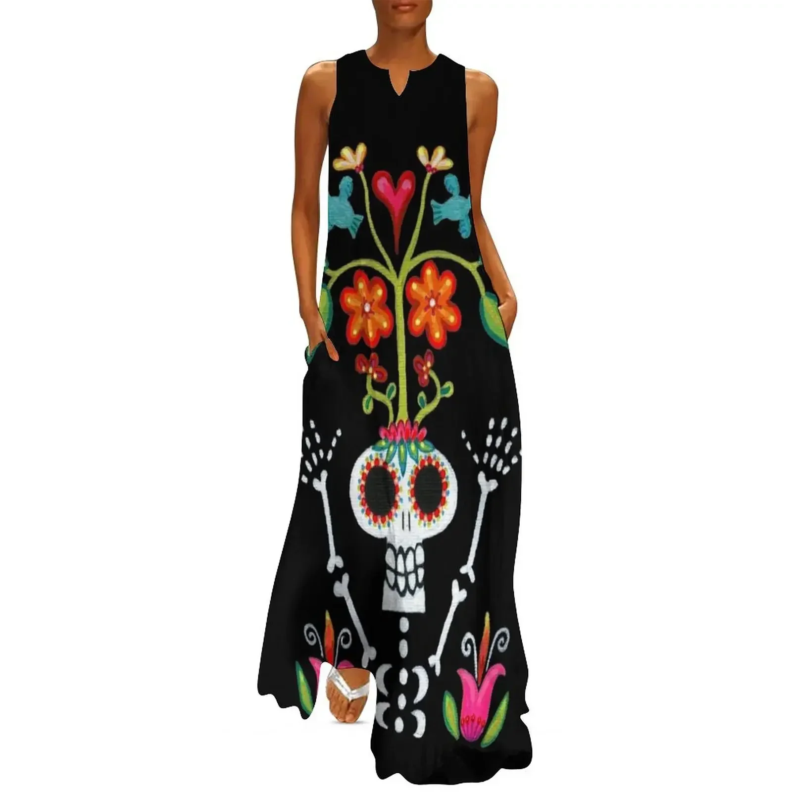 

Happy Skelly with Tree Long Dress Party dresses elegant and pretty women's dresses womens dress dress women summer 2025