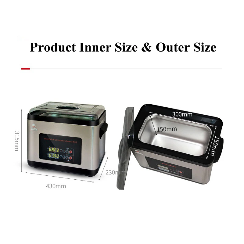 2-In-1 Professional-Grade Sous Vide Machine With Ultrasonic Cleaner Functions Low-Temperature Slow Precision Cooker 6L Capacity