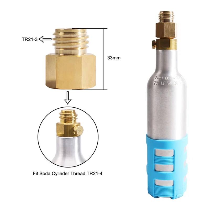 Rosca de flujo de cilindro de Soda, convertidor de adaptador, tanque de cubo Quooker, Tr21-4 hembra a Tr21-3 macho