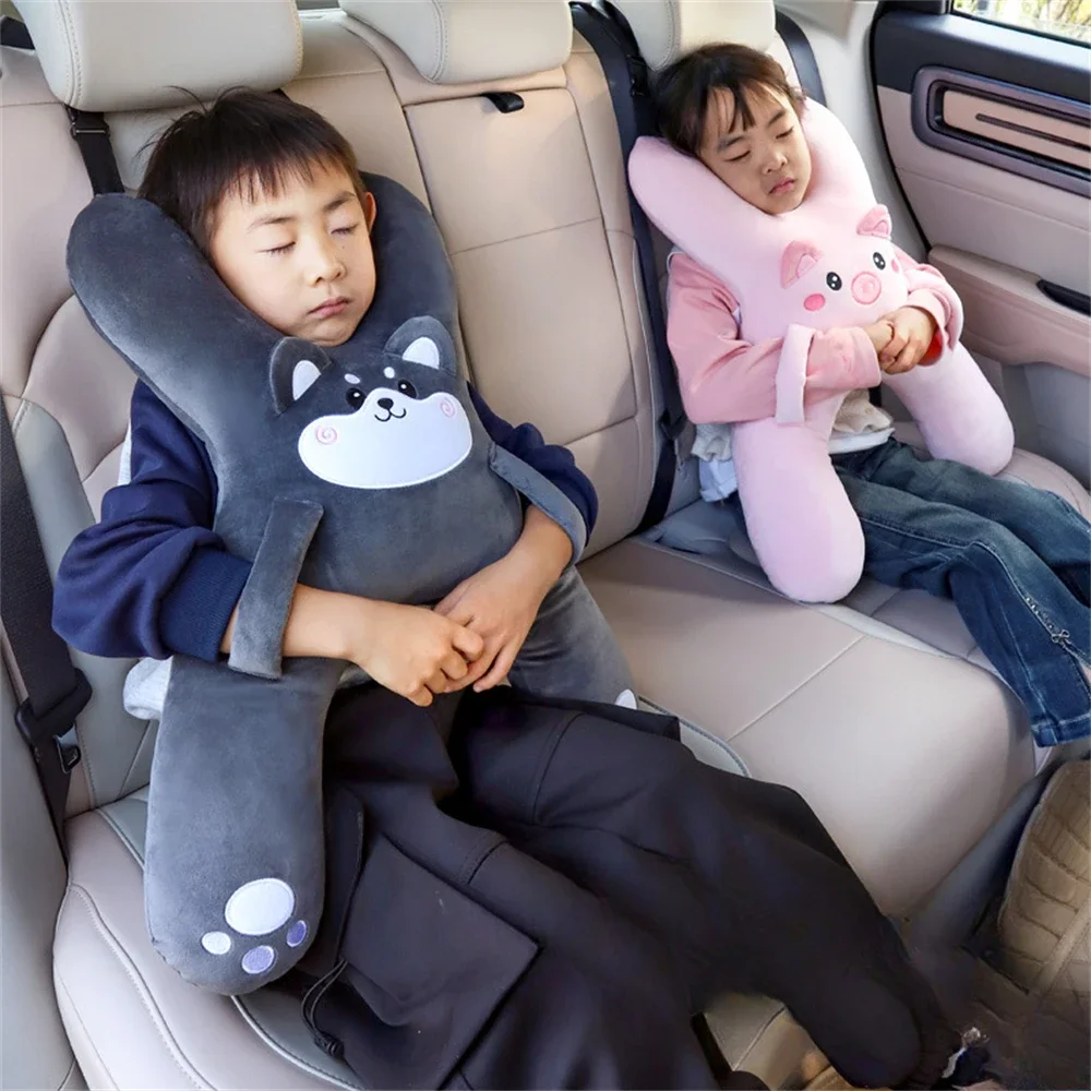 Travesseiro de pescoço para carro infantil, com cinto de segurança, ajuda para dormir, evita a cabeça inclinada, assento traseiro, conforto para dormir durante a longa distância