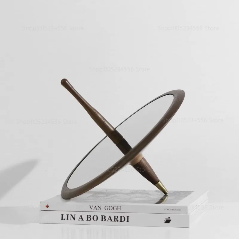 

malist Luxury Metal Walnut Thomas Spinning Top Model Room Sales Office Living Room Coffee Table Rotating Decor Soft Furnishing