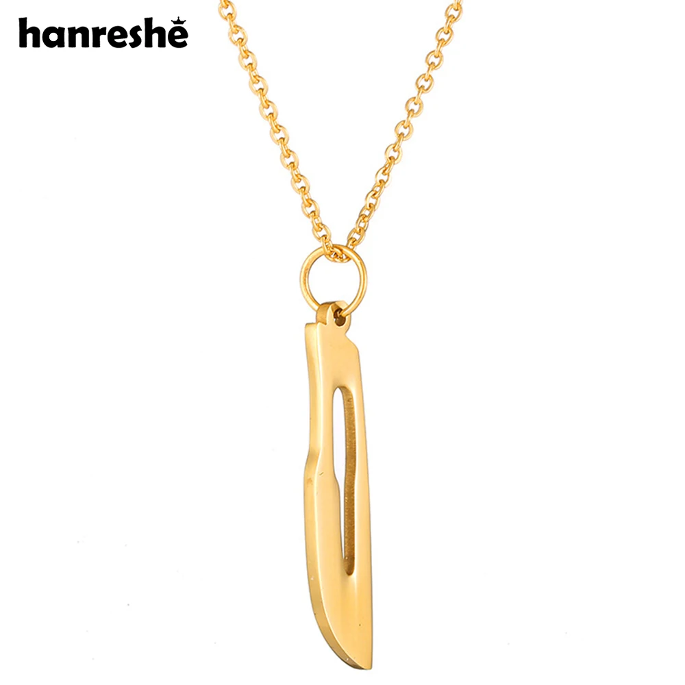 Hanreshe Hollow Scalpel Pendant Necklace Stainless Steel Medical Jewelry for Surgeon Doctor Nurse Neck Chain Gifts