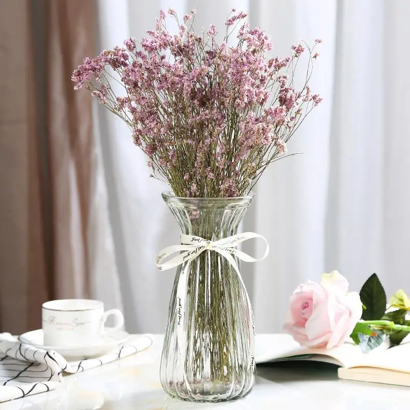 Clear Glass Waist Vase Elegant Minimalist Home Decor for Fresh Dried Flowers House Warming Present