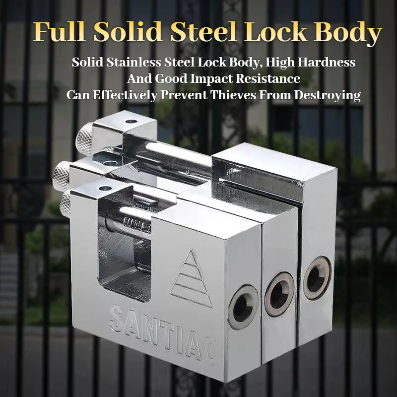 Multifunctional Padlock Keyed Padlock Waterproof Antirust Anti-Theft Lock Pry Door Lock Unlocked Head Window Lock with 3 Keys