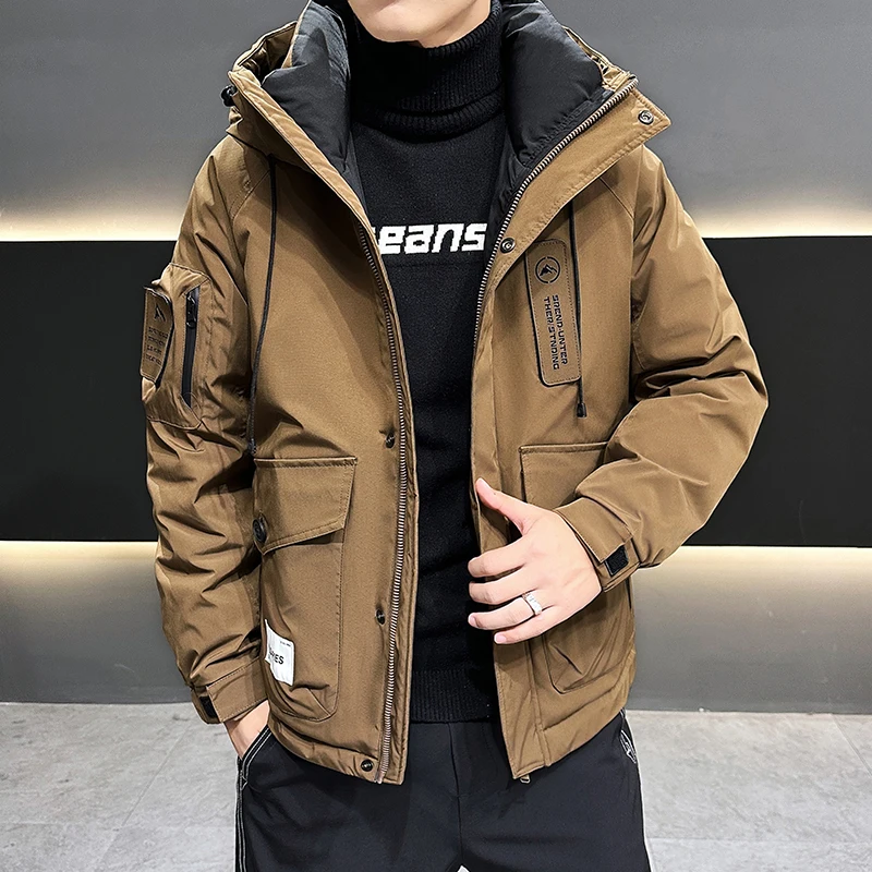 Casual Windproof Thicken Warm Hooded Duck Down Jackets 2025 Winter Men's Outdoor Wear Puffer Coats Classic Padded Tops Clothing