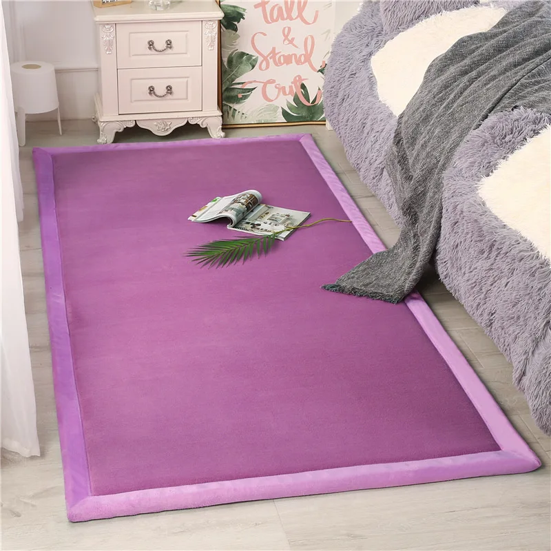 

Solid color 2cm thick coral fleece carpet living room decoration bedroom bedside sofa fluffy rugs Japanese Tatami yoga floor mat