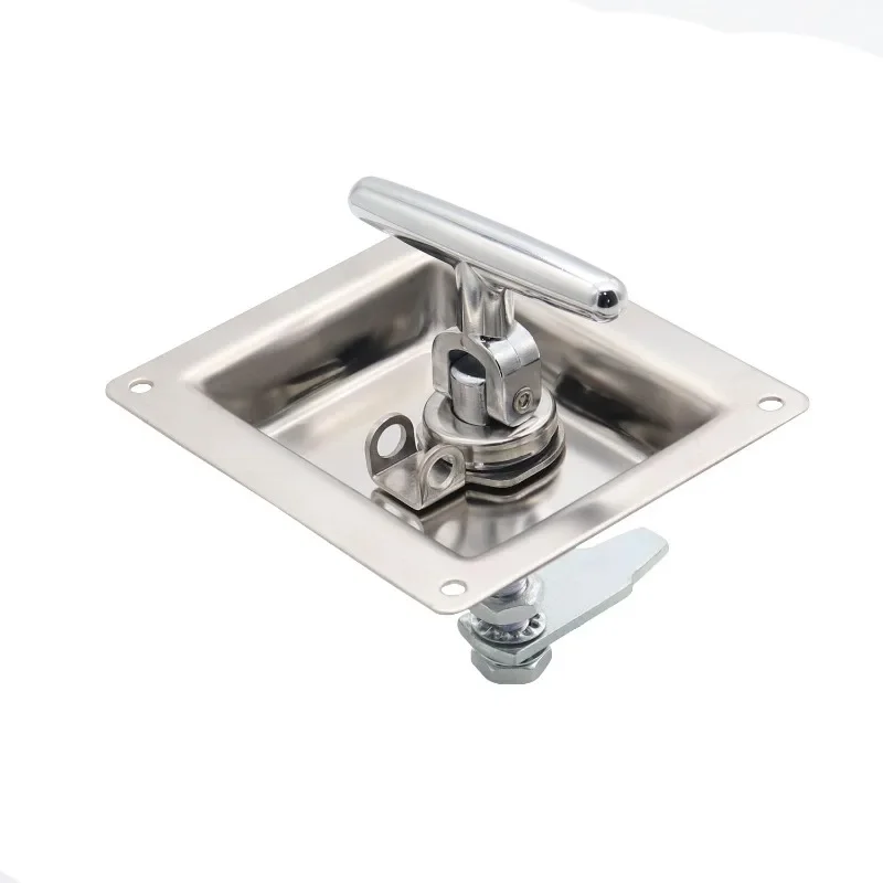 Stainless Steel Panel T-Folding Handle Handle Door Lock Square Tool Lock Embedded Cabinet Lock