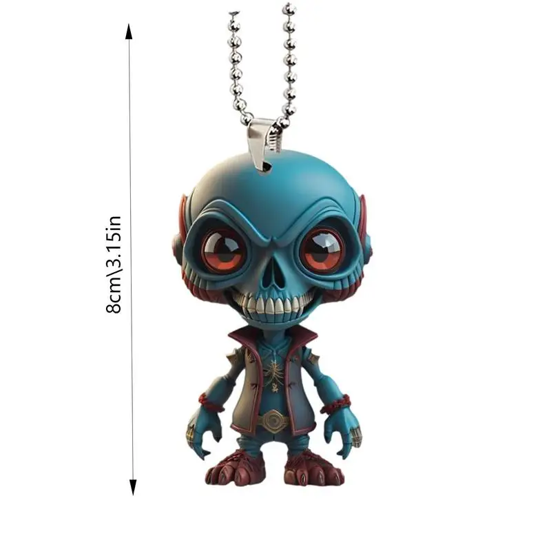 Skull Head Car Rearview Mirror Pendant Alien Ornament 2D Acrylic Auto Rearview Mirror Pendant Auto Rearview Mirror Pendant Car