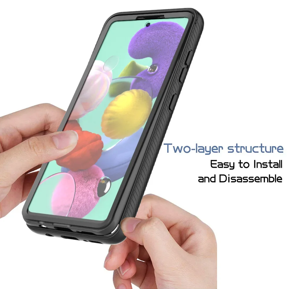 Hybrid TPU/PC Case for Samsung Galaxy A51 A71 With Screen Protector 360 Degree Shockproof Clear Cover For Galaxy A21s A31