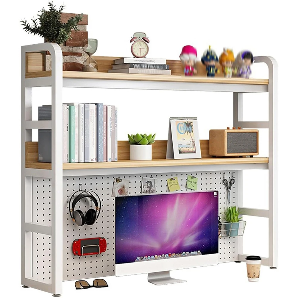 Étagère de bureau, organisateur de bureau à 3 niveaux, en bois et métal, étagères de rangement réglables pour dortoir ou bureau