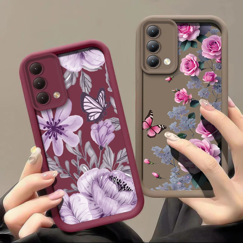 Flor borboleta padrão caso de telefone para oppo a17 a17k a16k a15 a12 a11k a5x a5s a15s a16e a9 a3 pro a3x capa de silicone macio