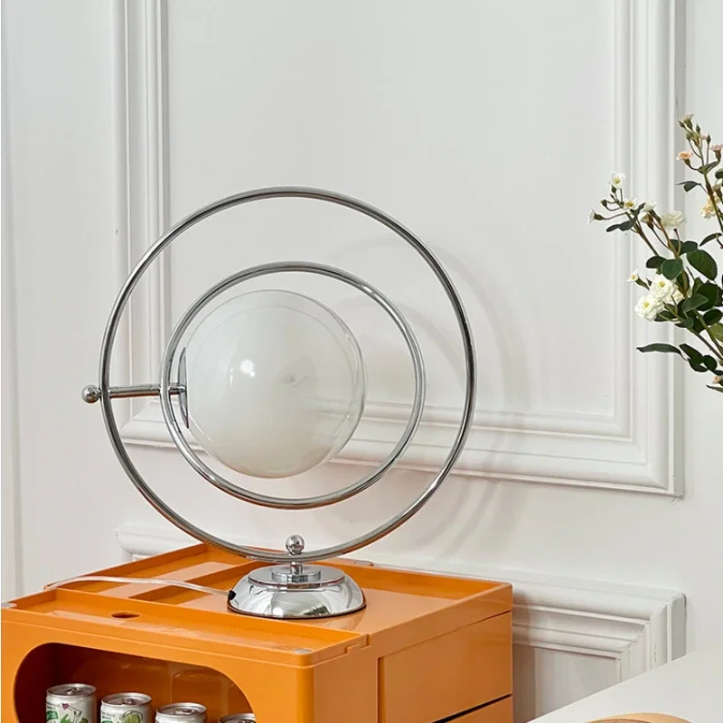 Imagem -05 - Designer Italiano Glass Planet Candeeiros de Mesa Rotary Desk Light para Quarto e Sala