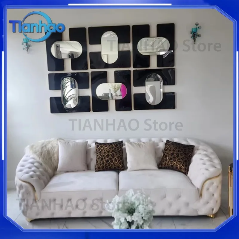 Large Modern Simple Iron Art Wall Hanging Decoration Golden Mirror for Home Decor 40 Factory-Direct