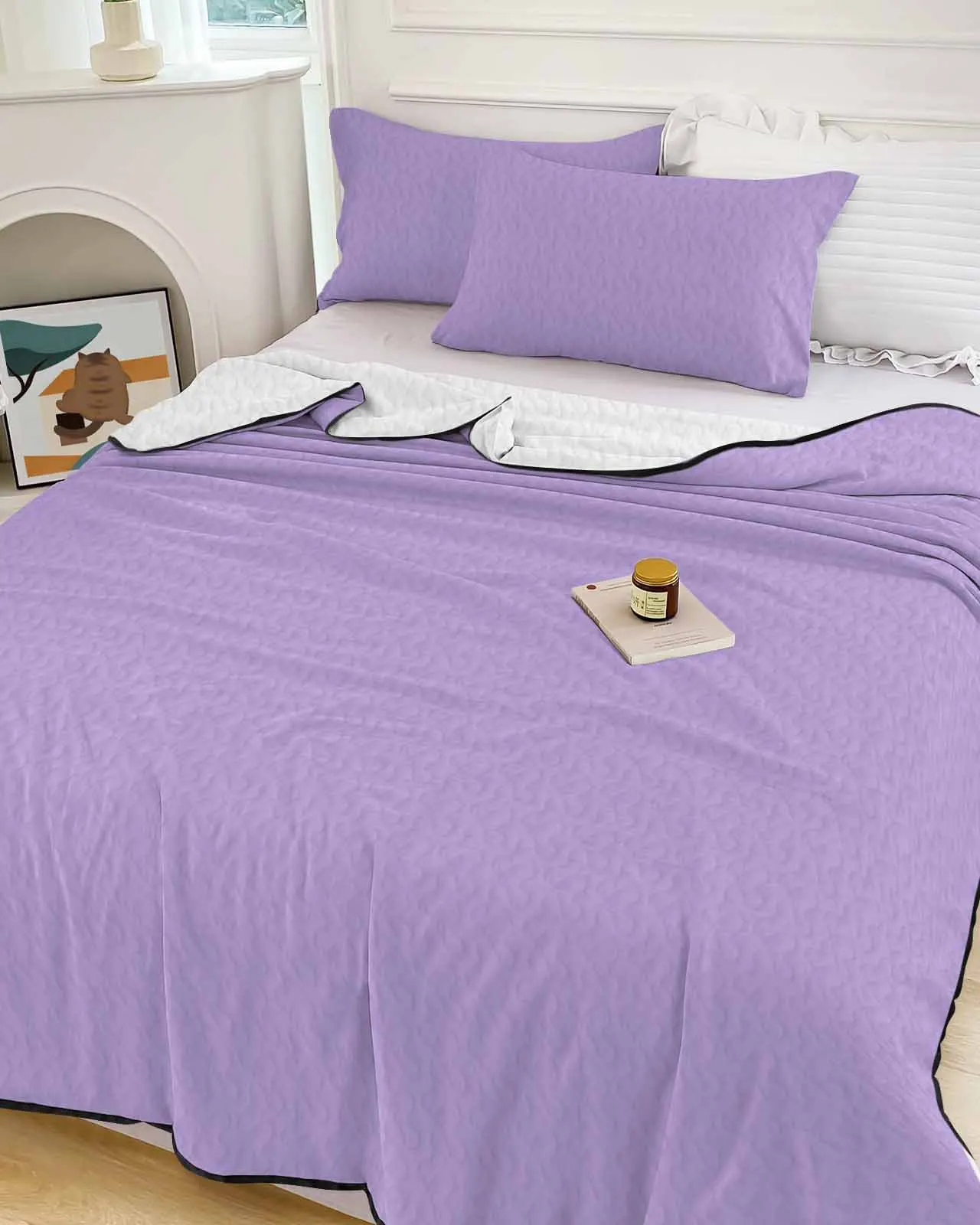 Pure Lavender Purple Summer Cooling Quilt Air Condition Blanket Comfortable Lightweight Bedroom Thin Quilt