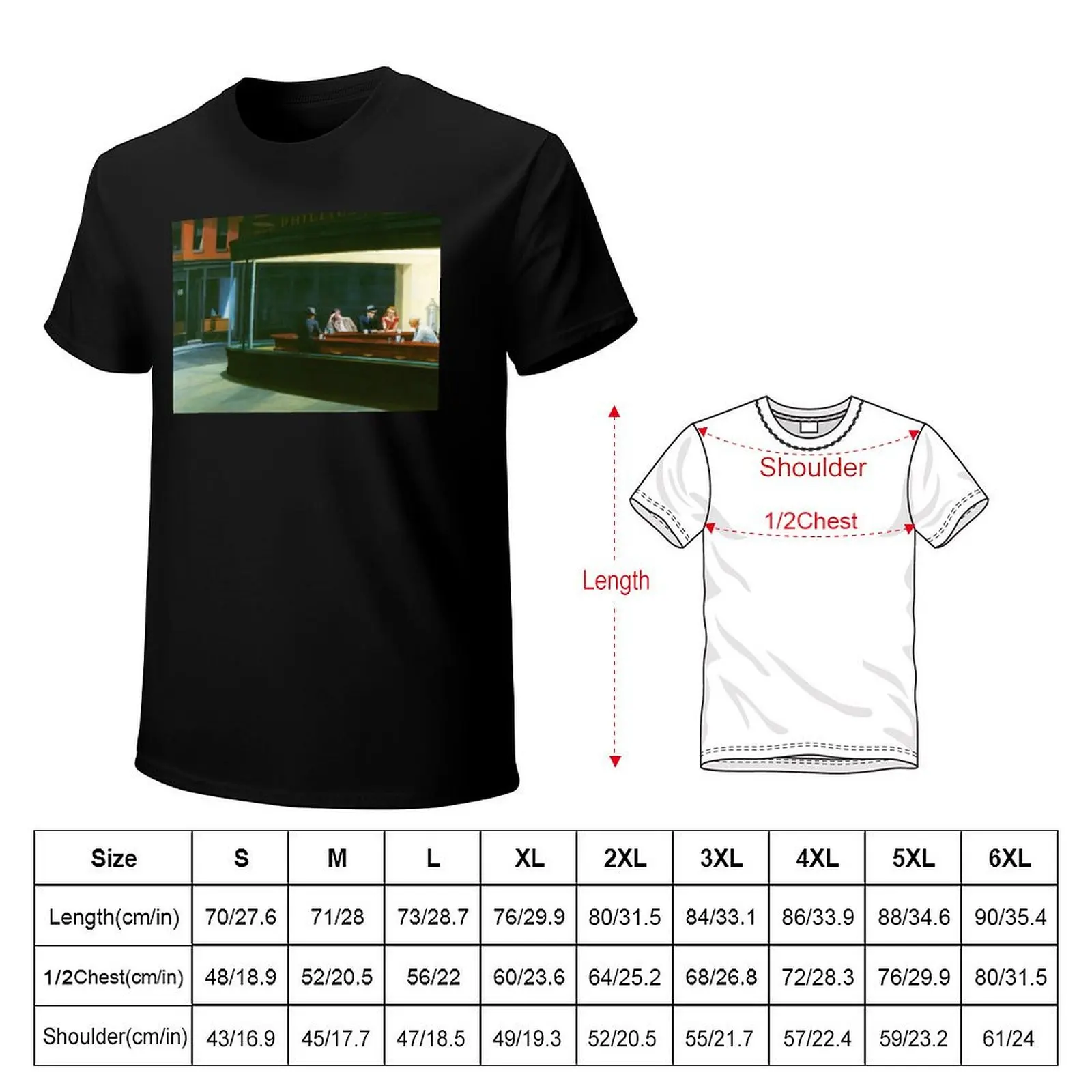 NIghthawks by Edward Hopper and Liutenant Columbo T-Shirt Work Wear Breathable Tee