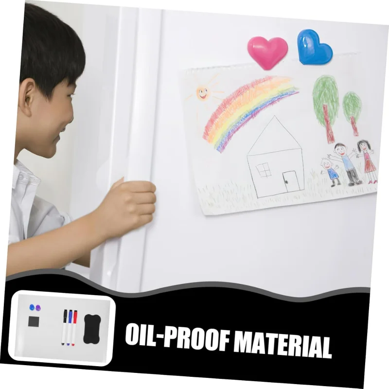 Acrylic Magnetic Message Board Accessory Kit, Eraser + Red Black Blue Dry‑Erase Markers, for Kitchen Refrigerator