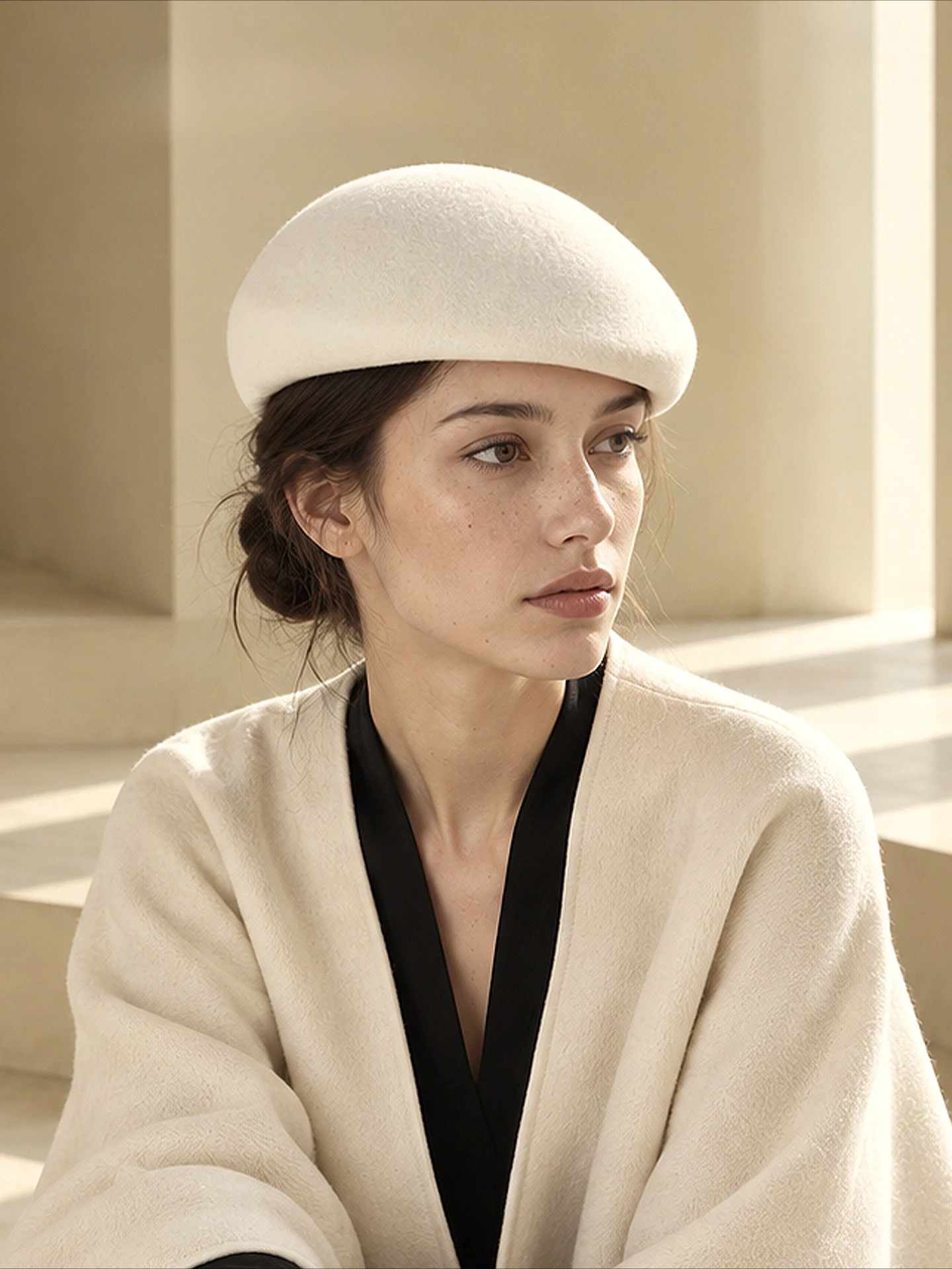 USPOP 100% Wool Beret Hat for Women Adjustable Vintage Pillbox Cap Elegant Structured Felt Hat Winter British Style