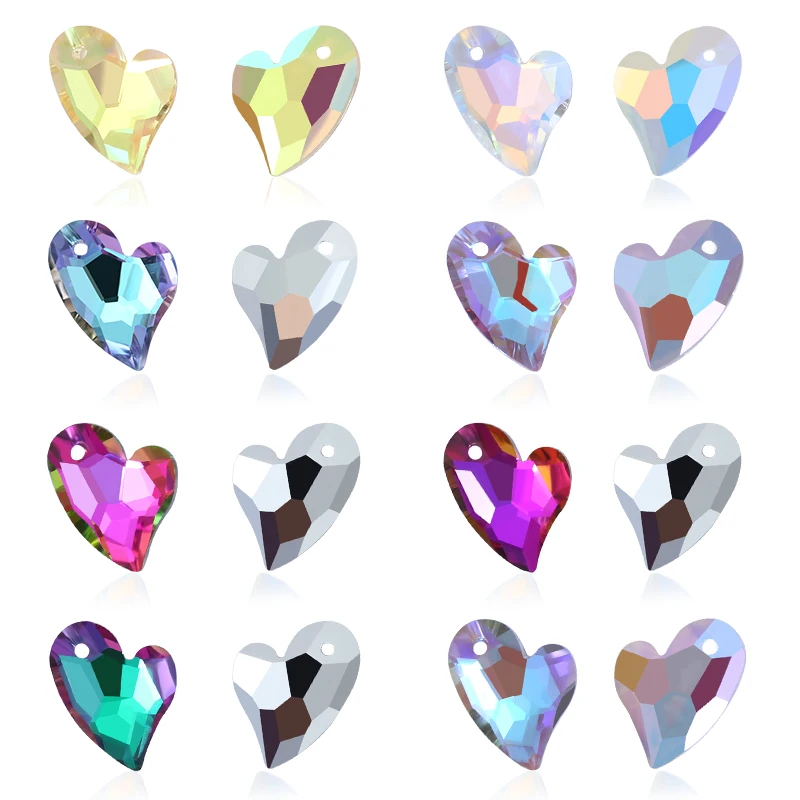 12 Stück 17 x 14 mm herzförmige Stein-Anhänger, Perlen, DIY-Schmuckherstellung, Charms, Glaskristallperlen für Halskette, 8 Farben – Detail 9