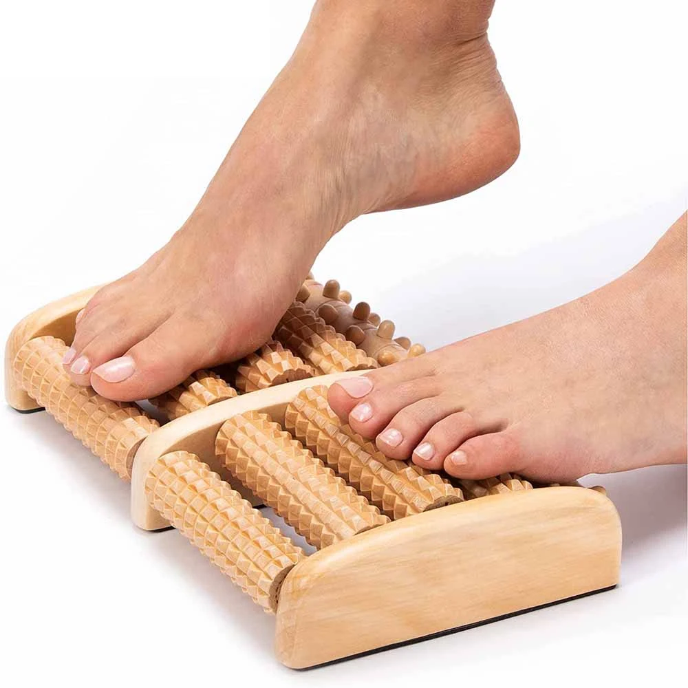 Wooden Dual Foot Massager Roller,Foot Shiatsu Reflexology Massager for Relief Tired Feet,Pain and Plantar Fasciitis,Muscle Relax