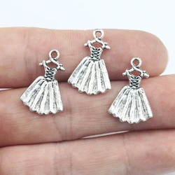 Newest 20Pieces 21*13mm Antique Silver Plated Pretty Lady Dress Charms Necklace Earrings Pendant Charms For DIY Jewelry Making