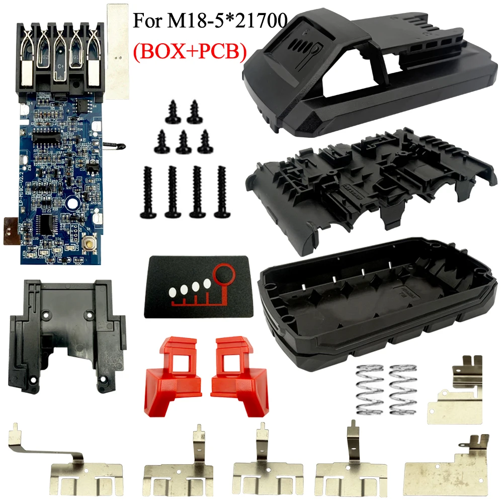 

5* 21700 Li-ion Battery Plastic Case PCB Protection Circuit Board Box Shell For Milwaukee for m18 18V 20V 4Ah Lithium Battery