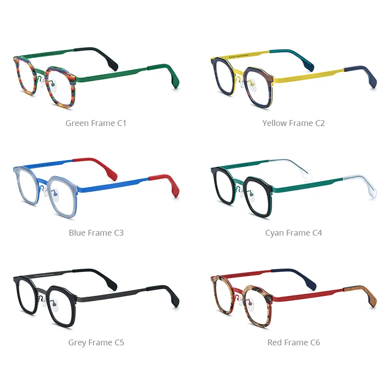 FONEX Progressive Prescription Glasses Custom Anti Blue Photochromic Myopia Optical Lens Eyewear Women Men Square Eyeglasses 893
