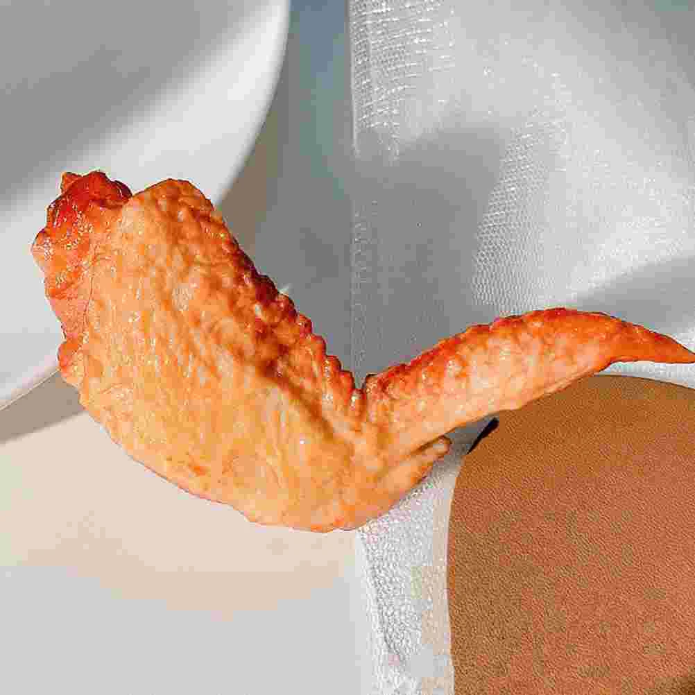 3 Pcs Simulated Roasted Chicken Wing Model Lifelike Decorative Fake Food Prop PVC Room Display Cost Effective Reusable Practical