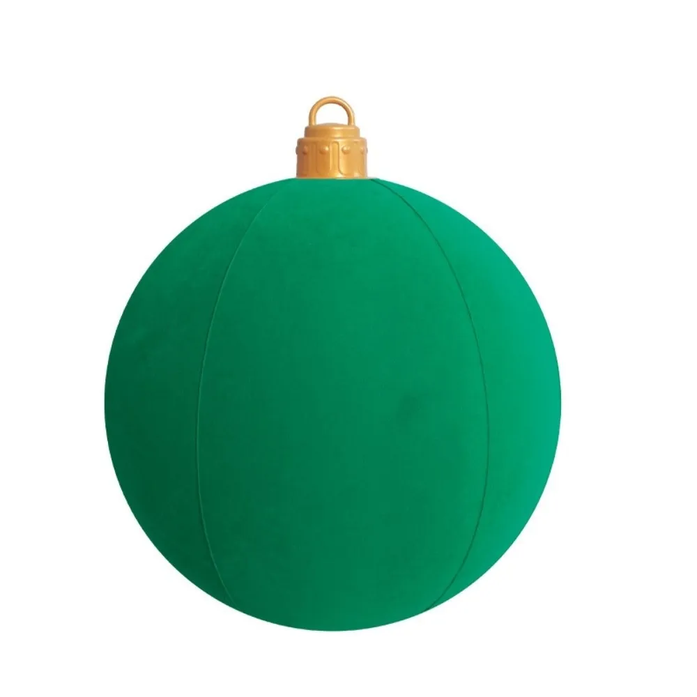 55cm Inflatable Christmas Balls PVC Inflatable Reusable Flocked Fabric Baubles Lightweight Fabric Covered