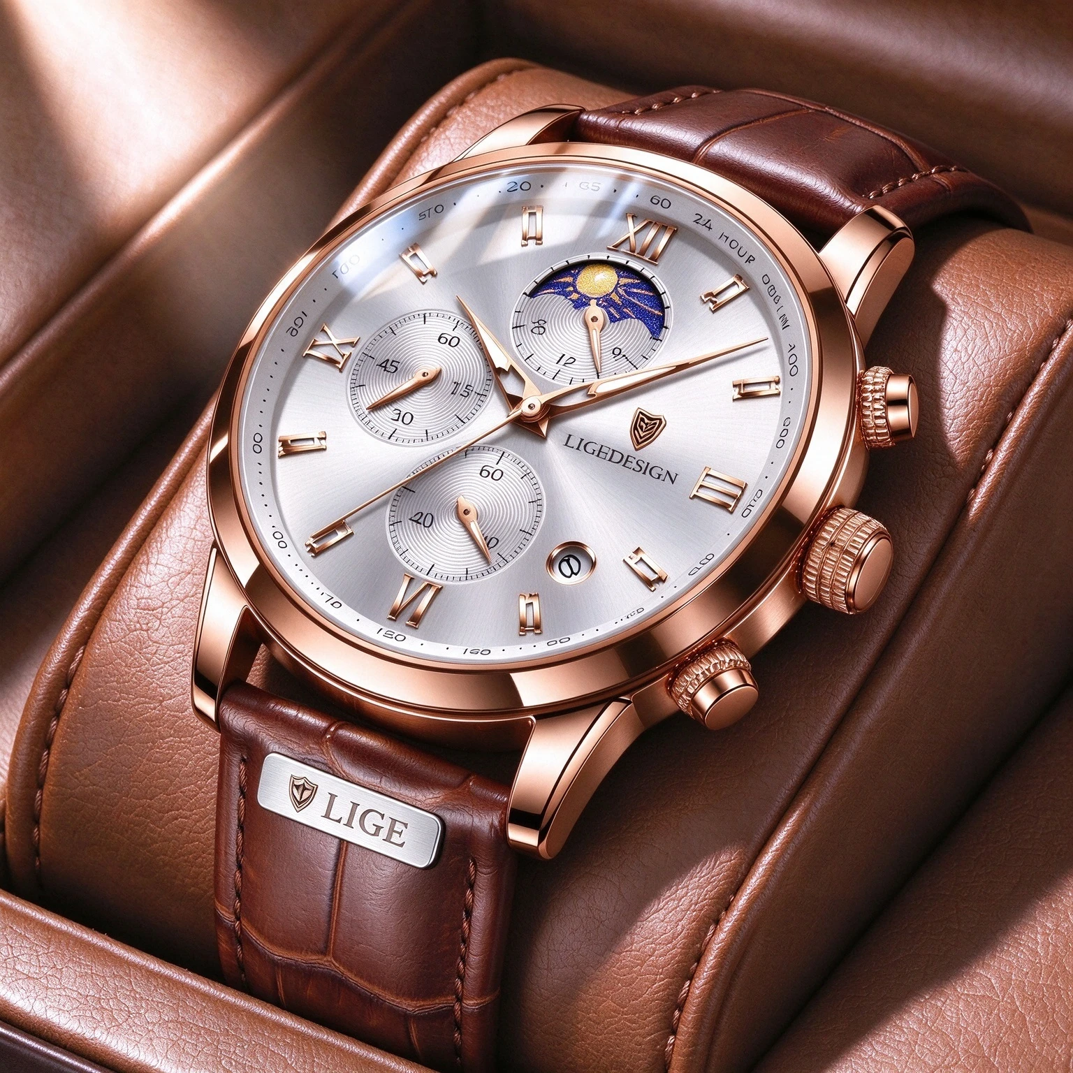 LIGE Casual Men Watch Luxury Leather Waterproof Sport Quartz Wristwatch Chronograph Military Watch for Men Relogio Masculino