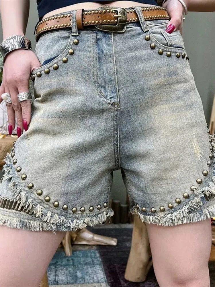 Women's Blue Denim Shorts High Waist Wide Mini Cowboy Shorts Harajuku Y2k Vintage Korean Style Jeans Short Pants Clothes Summer