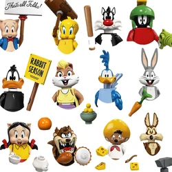 Disney Mini Anime Action Assemble Toys Figures Building Blocks Cartoon Toy Cat Duck Rabbit Wolf Pig Bricks kids gift