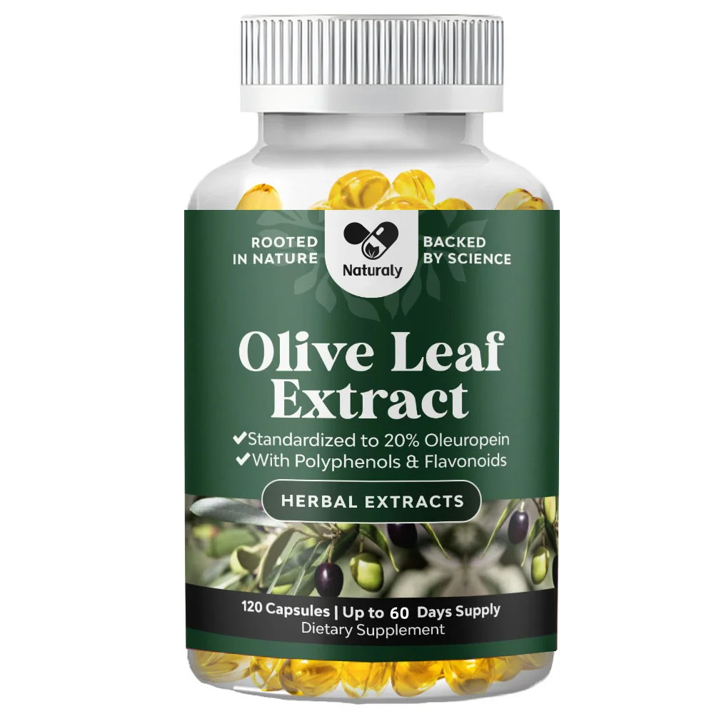 Powerful Olive Leaf Extract Capsules - High strength antioxidant supplement, containing pure olive leaves and 20% olivine - Herb