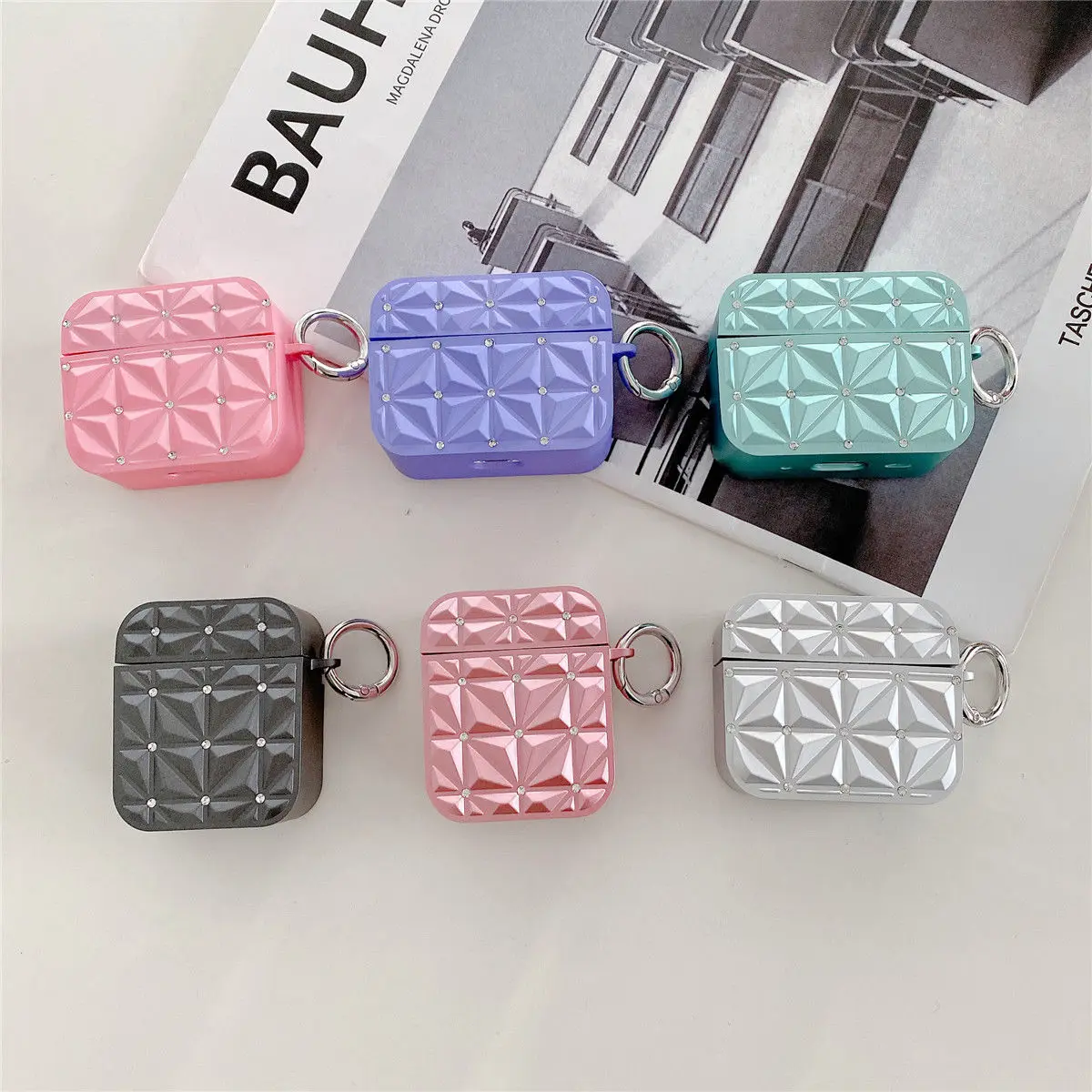 Diamond Pattern Flash Diamond New Applicable AirPods Pro Headphone Case AirPods3 Headphone Case AirPods2 Fashion AirPods1 Luxury