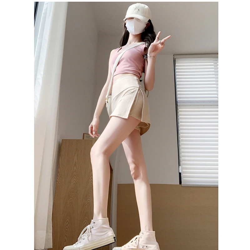 Spódnica z rozcięciem z boku w kształcie litery A, przylegająca do bioder, przeciwodblaskowa spódnica i spodnie z wysokim stanem dla kobiet, które wyglądają na smukłe, wiosenne i letnie sporty na pół ciała