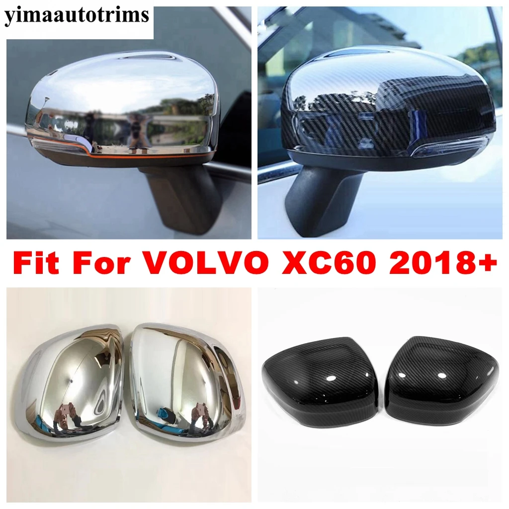 

Rearview Mirror Shell Cap Decoration Cover Trim For VOLVO XC60 2018 - 2024 ABS Chrome / Carbon Fiber Accessories Exterior Kit