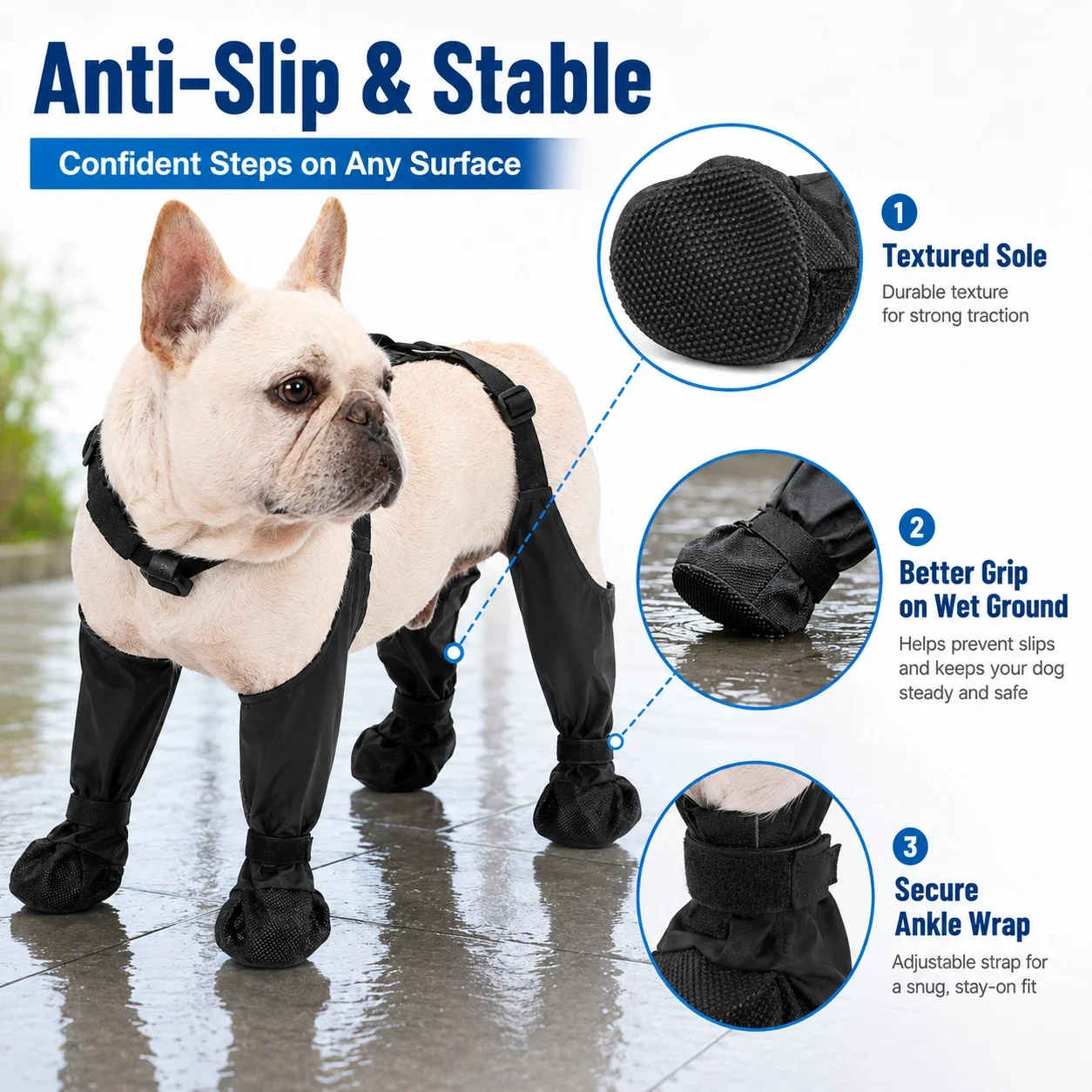 1set Pet Rain Shoes Dog Rain Boots Waterproof Dog Boots Small Puppy Medium Large Dogs Pet Booties Anti-Slip Dog Shoes Rain Snow
