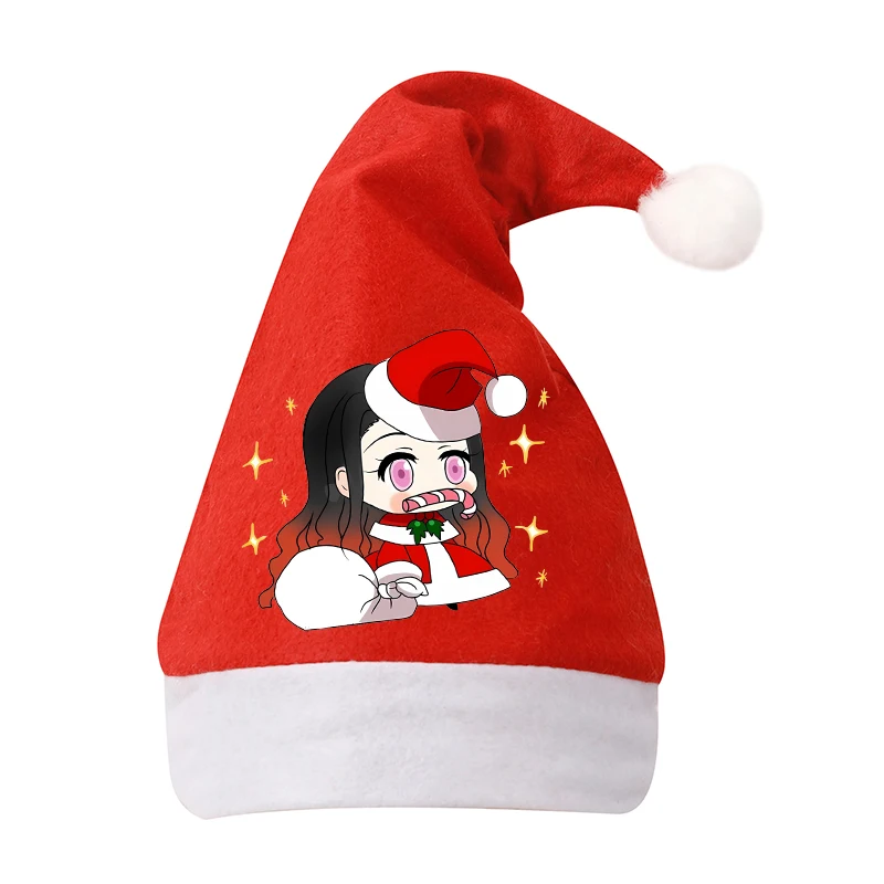 

Demon Slayer Christmas Hat Adults Children Christmas Party Supplies Anime Dress-Up Decoration Prop Santa Claus Hats Xmas Gifts