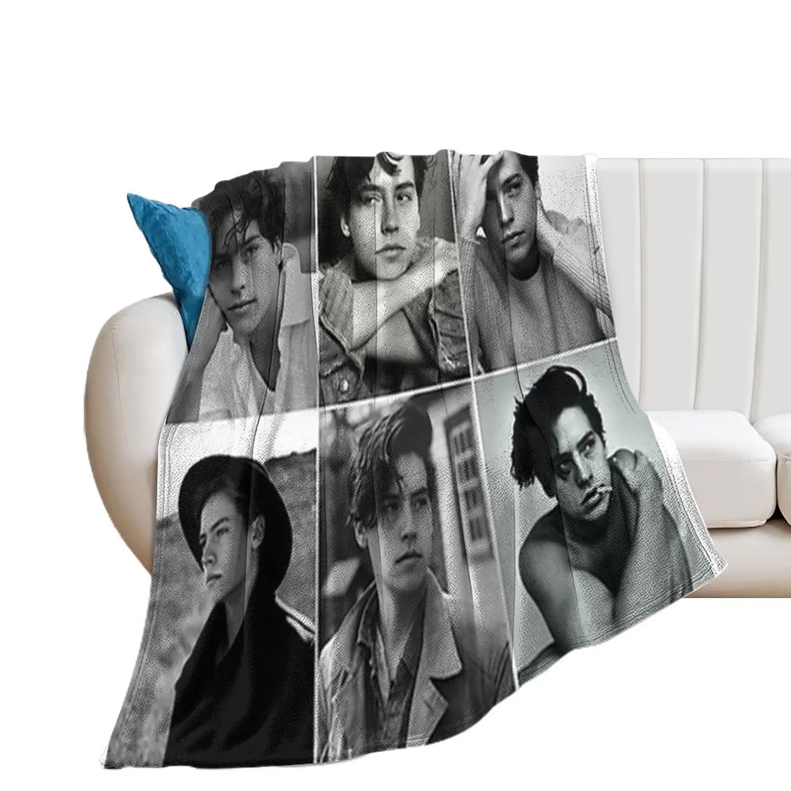 cole sprouse black and white poster Throw Blanket Weighted Retros Sofa Stuffeds Blankets